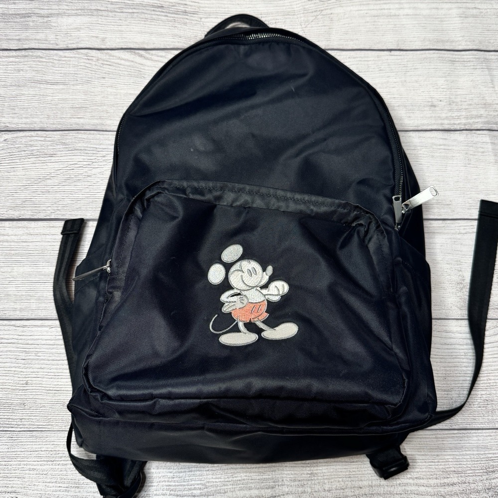 Disney Mickey Mouse Genuine Mousewear Embroidered Backpack Black Minimalist